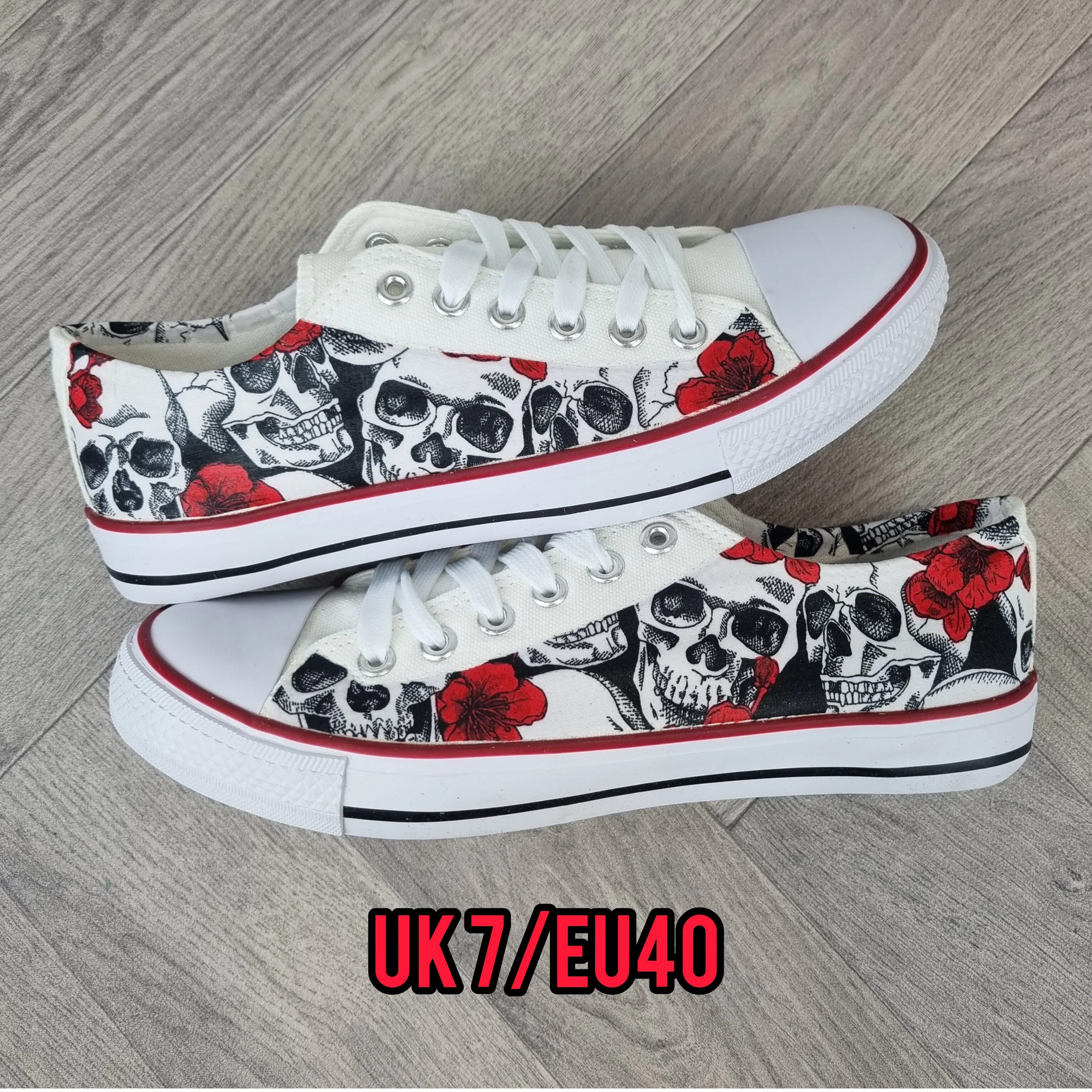 Size 7 READY MADE. Sugar skulls sneakers