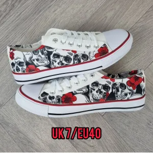 Size 7 READY MADE. Sugar skulls sneakers