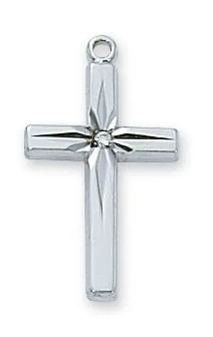 Sterling Silver Cubic Zirconia Cross 13/16" with chain