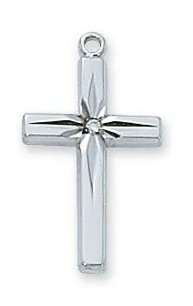 Sterling Silver Cubic Zirconia Cross 13/16" with chain
