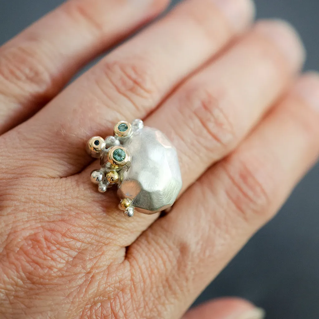 Strength Rock Ring with Tourmaline and Topaz