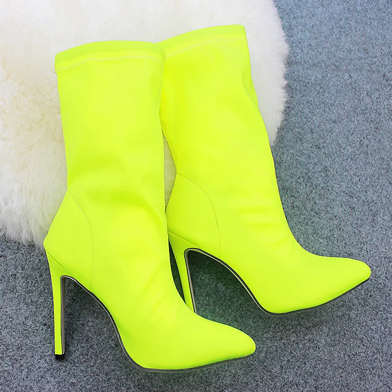 Stretch cloth fine high heels
