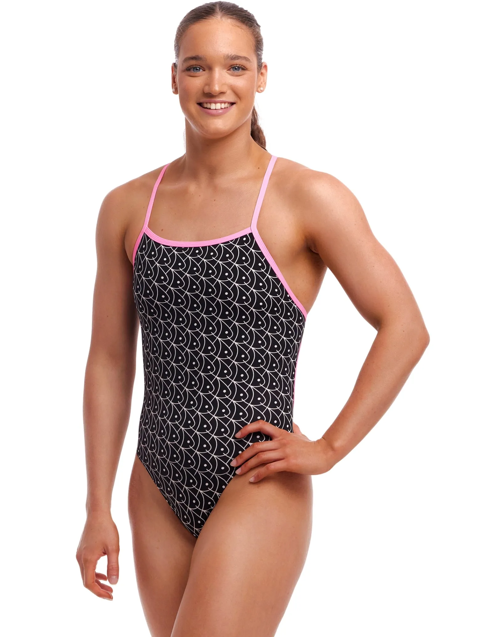 Summer Fish Tie Me Tight Swimsuit -Black/Pink