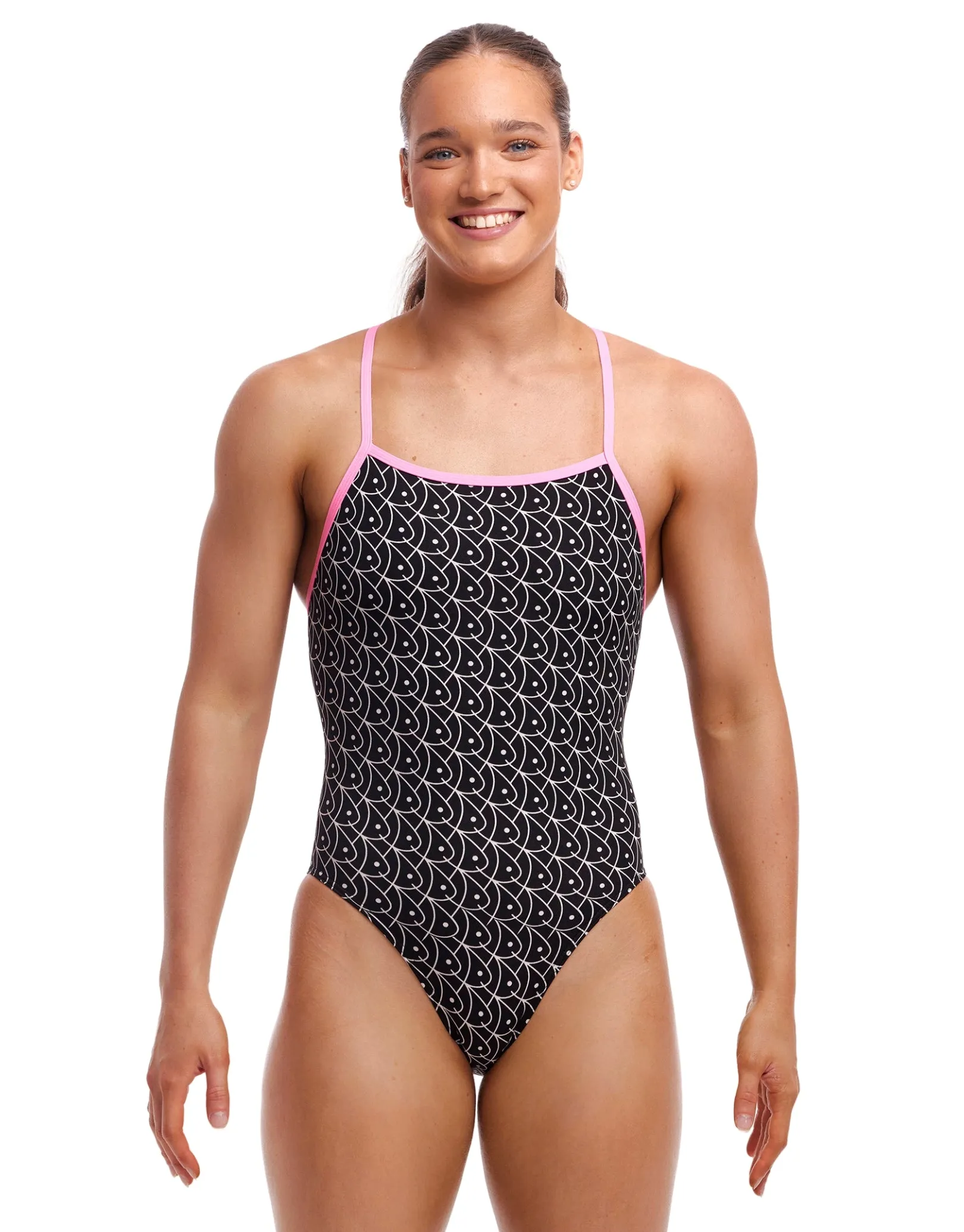 Summer Fish Tie Me Tight Swimsuit -Black/Pink