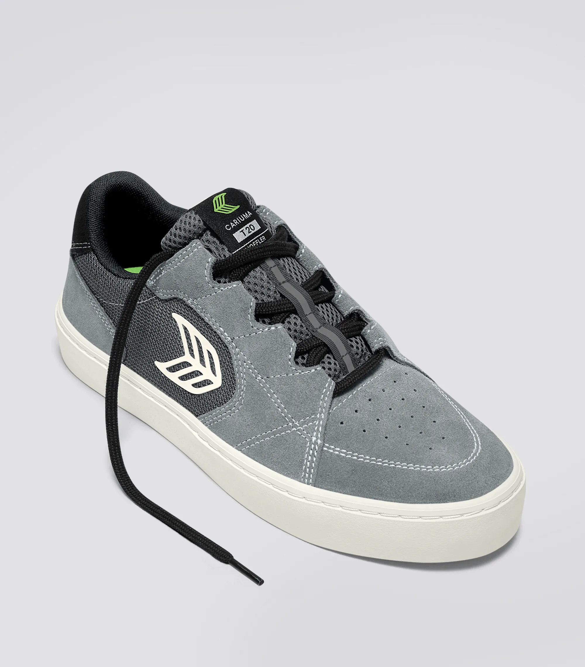 T20 PRO Charcoal Grey Suede and Mesh Ivory Logo Sneaker Women