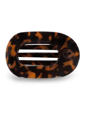Teletie Small Flat Round Clip - Tortoise