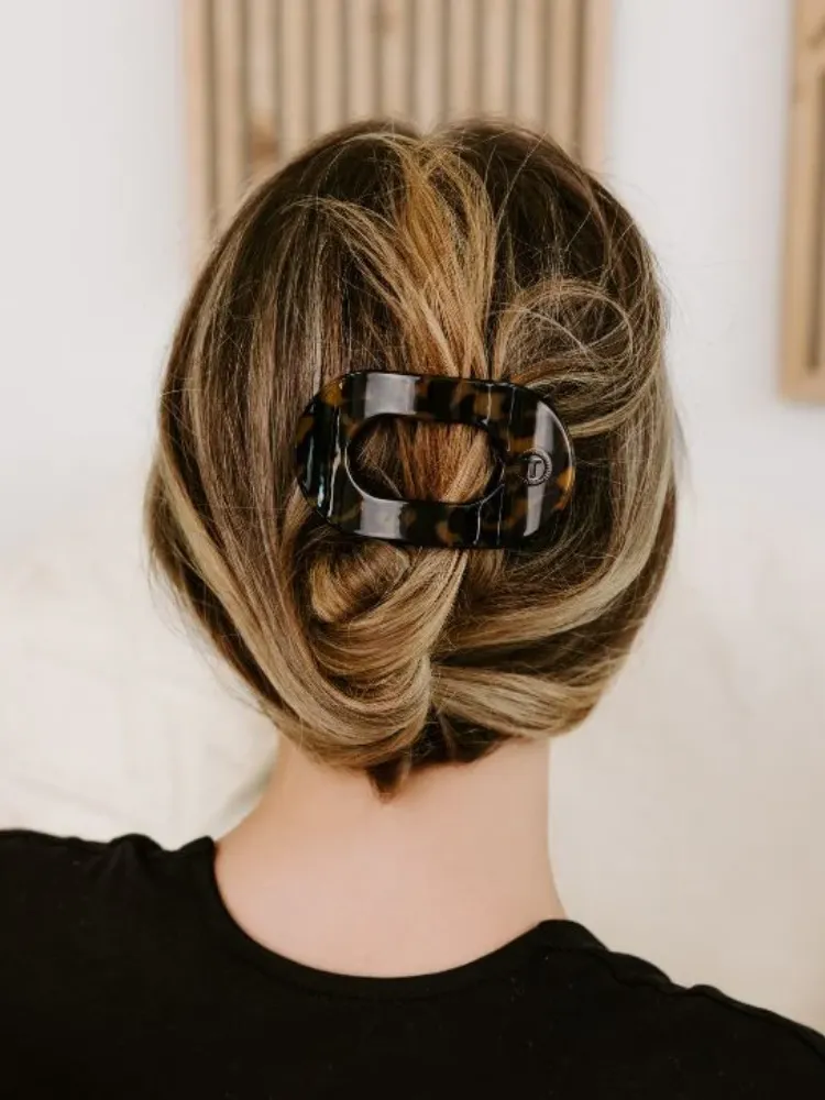 Teletie Small Flat Round Clip - Tortoise