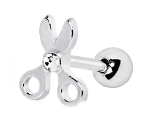 Tongue Rings Scissor Body Accentz 5/8'' bar surgical steel stainless