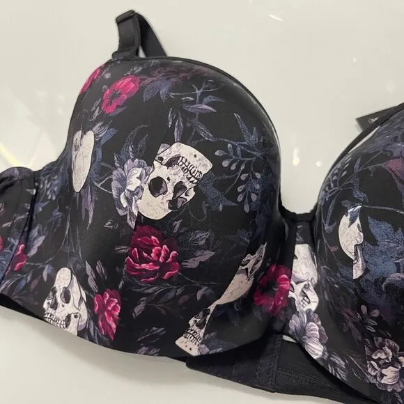 Torrid Womens NWT Black Skull Smooth Lined Full Coverage Balconette Bra Size 44F