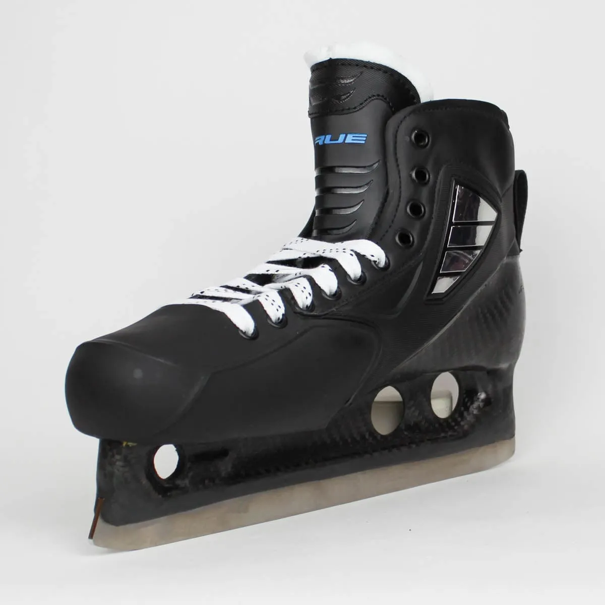 TRUE Senior One Piece Goalie Skates - Pro Stock - White Felt Tongue - Size 12