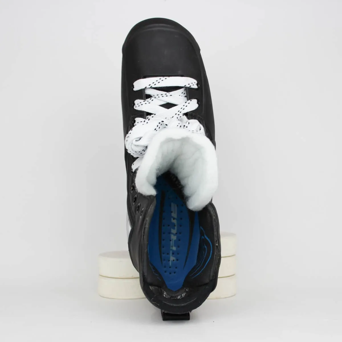 TRUE Senior One Piece Goalie Skates - Pro Stock - White Felt Tongue - Size 12