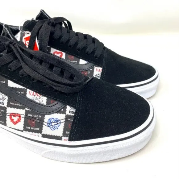 VANS Old Skool Love Shoes Men Letters Black Canvas Skate Casual Size VN0A5JMIB0A