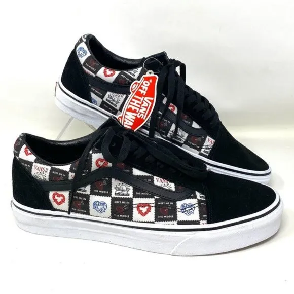 VANS Old Skool Love Shoes Men Letters Black Canvas Skate Casual Size VN0A5JMIB0A