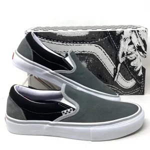 VANS Skate Slip On Shoes Suede Low Top Black Gray For Men Sneakers VN0A5FCAN42