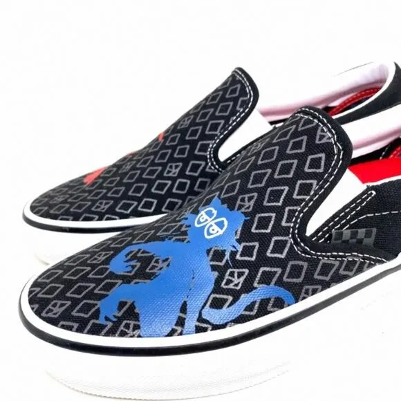 VANS x Krooked Slip On Sneaker Skateboard Black Canvas VN0A5FCAAPM Low Women For