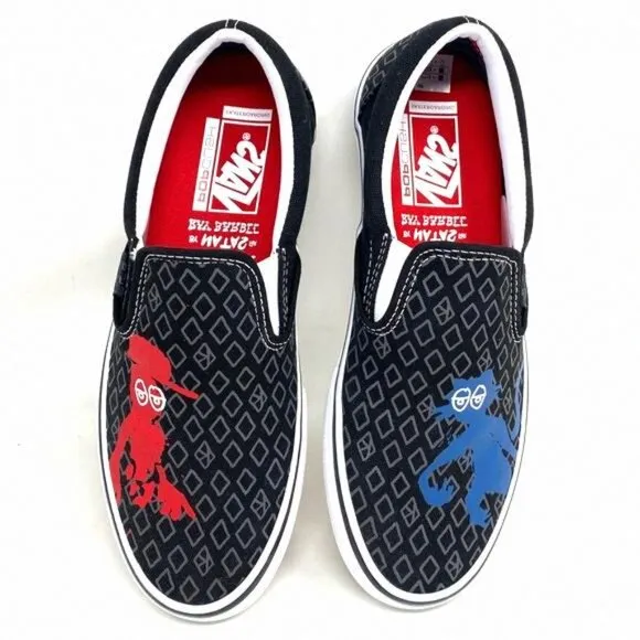VANS x Krooked Slip On Sneaker Skateboard Black Canvas VN0A5FCAAPM Low Women For