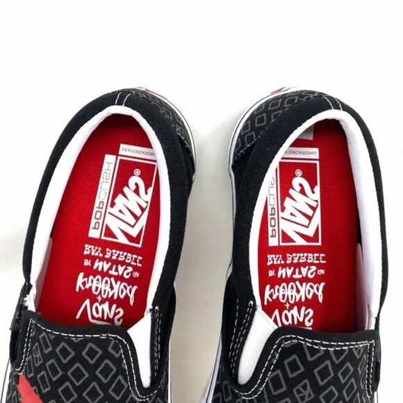 VANS x Krooked Slip On Sneaker Skateboard Black Canvas VN0A5FCAAPM Low Women For