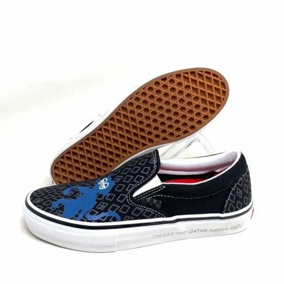 VANS x Krooked Slip On Sneaker Skateboard Black Canvas VN0A5FCAAPM Low Women For