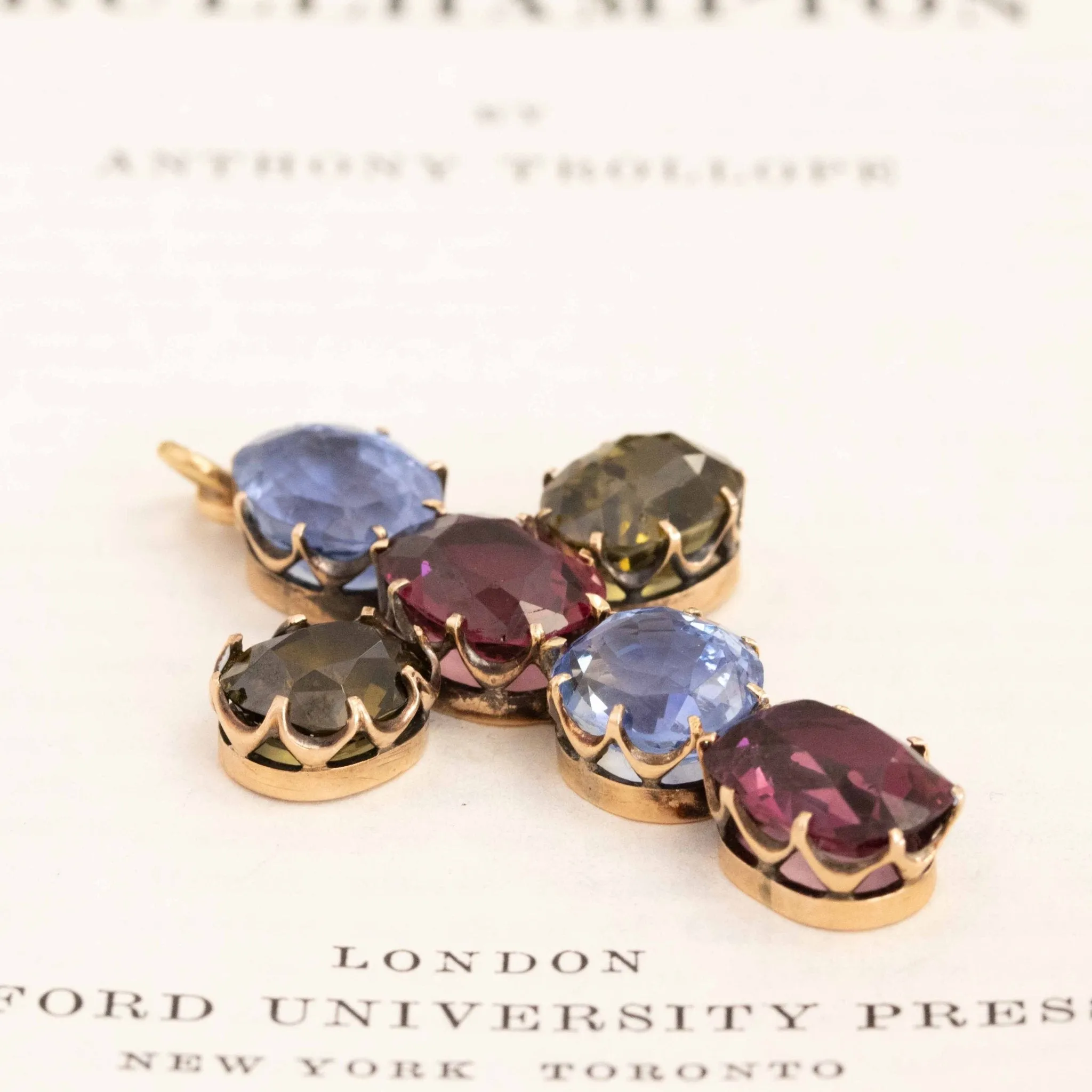 Victorian Gemstone Cross Pendant, GIA No-Heat Sapphires