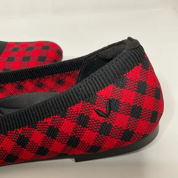 Vivaia Claire Round-Toe Red &amp; Black Checkered Flats; Pre-Owned EUC Size 40.5