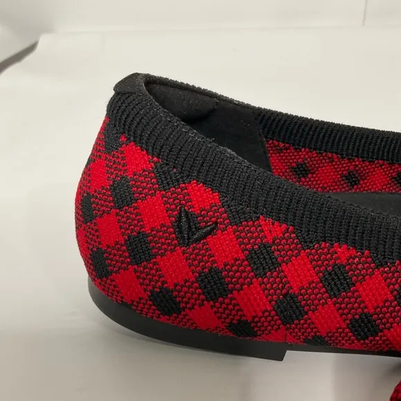 Vivaia Claire Round-Toe Red &amp; Black Checkered Flats; Pre-Owned EUC Size 40.5