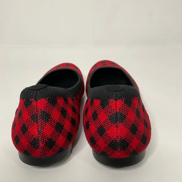 Vivaia Claire Round-Toe Red &amp; Black Checkered Flats; Pre-Owned EUC Size 40.5