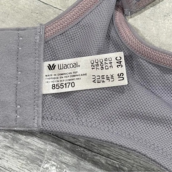 WACOAL Simone Seamless Underwire Sports Bra - Lilac Gray - Sz - 34C .US (B679)