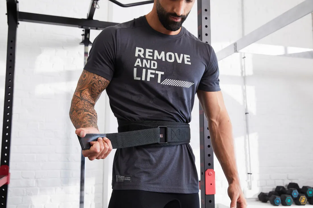 Weight Training Belt with Dual Nylon Closure - Black