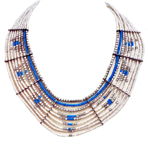 WHITE AND BLUE BIB NECKLACE  #FW1404346 (OA14/LF20)