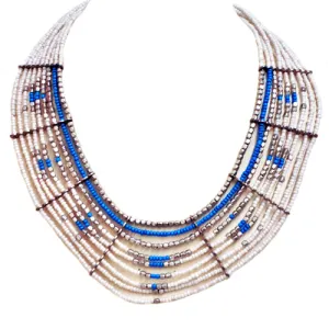 WHITE AND BLUE BIB NECKLACE  #FW1404346 (OA14/LF20)