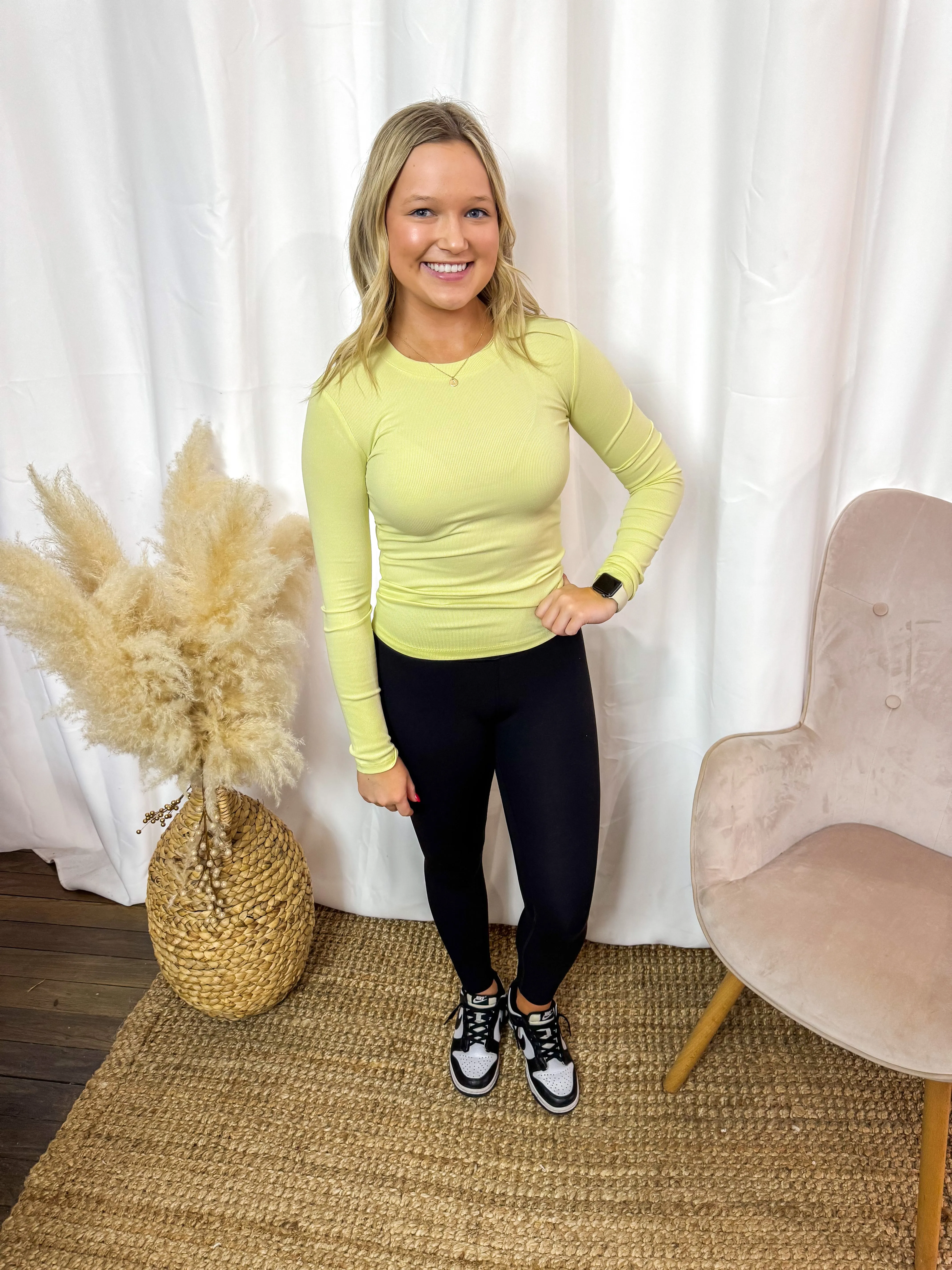 Whitney- Essential Long-Sleeved Micro-Ribbed Athleisure Top