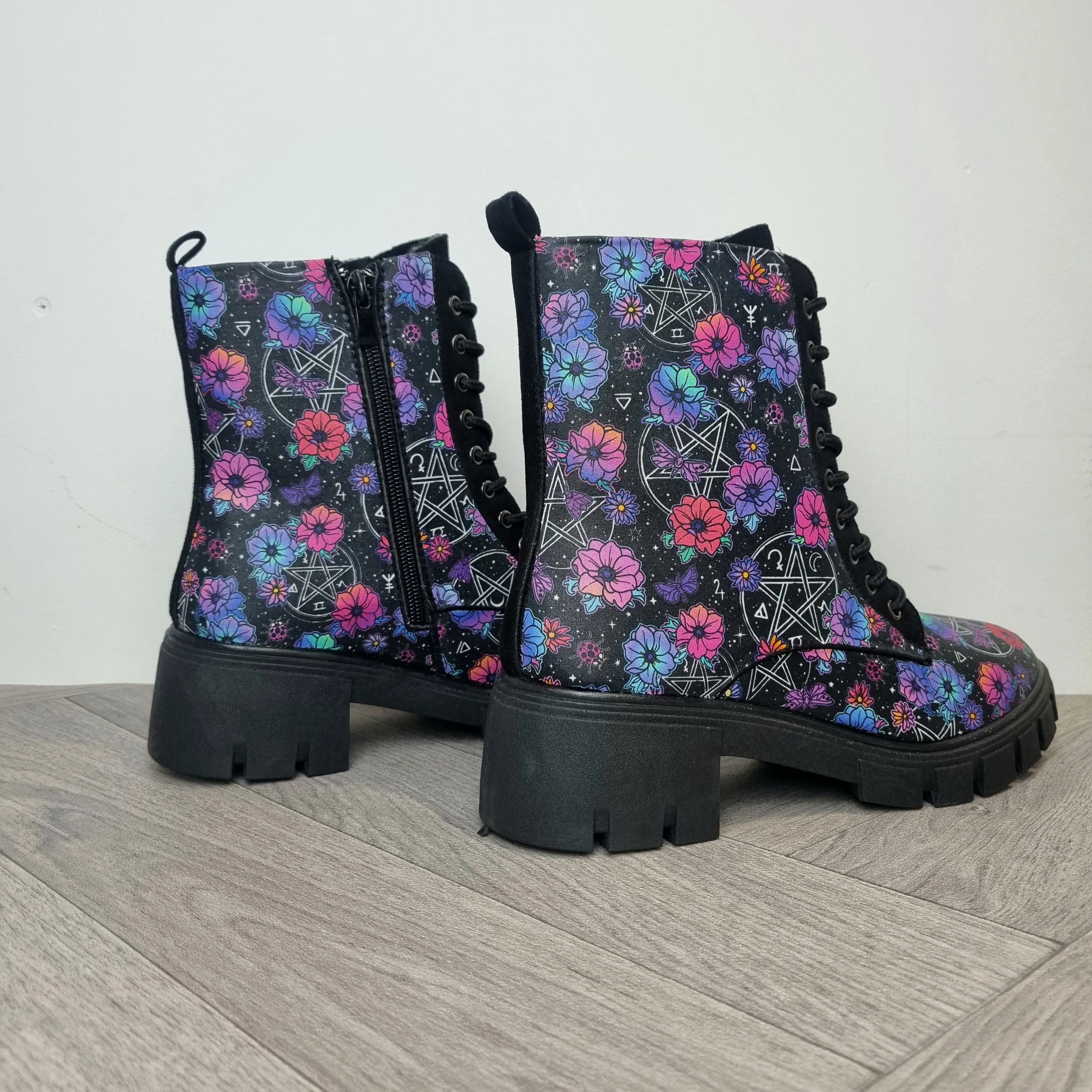 Witch Pentacle heel ankle boots