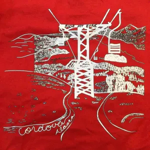 Women’s Cordova Alaska Ride Mt. Eyak T Shirt red back print