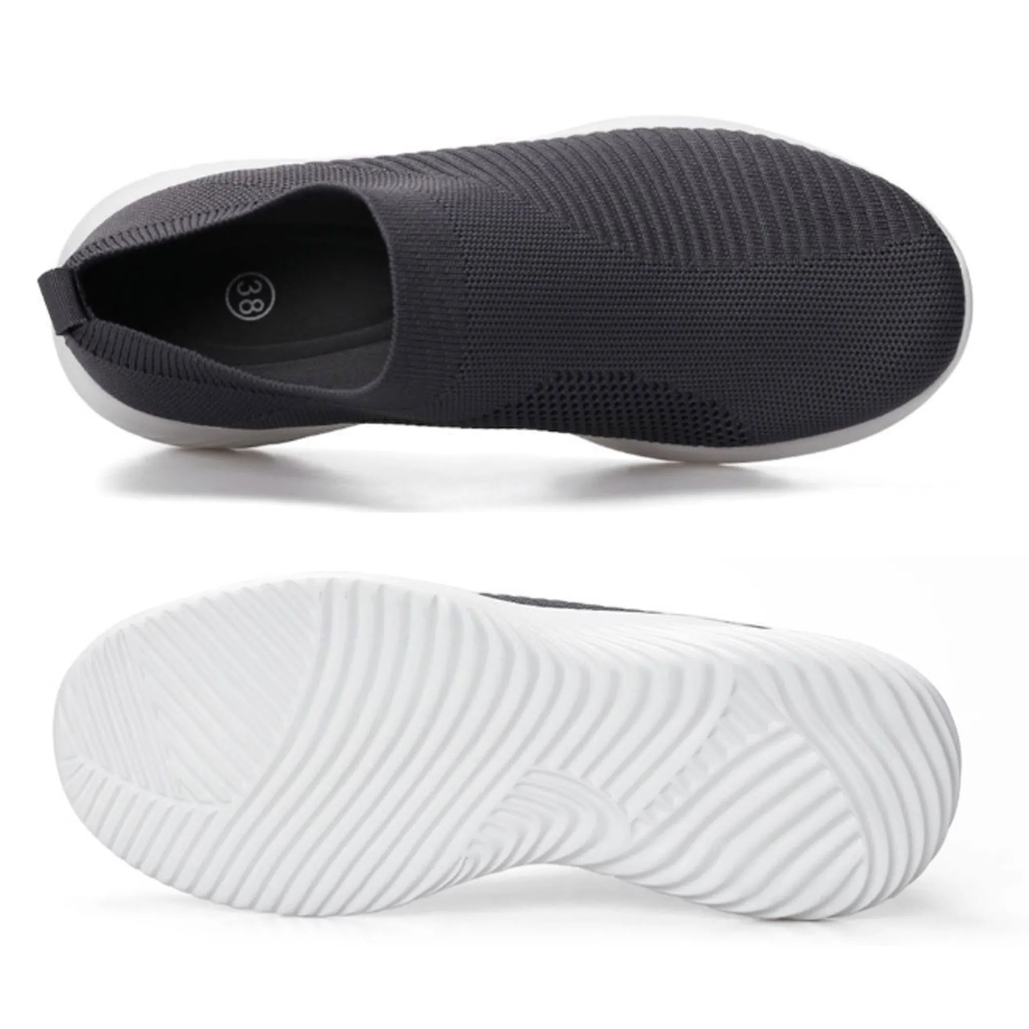 Womens Sneakers Running Shoes Slip-on Fitness Sports Walking Tennis Flats