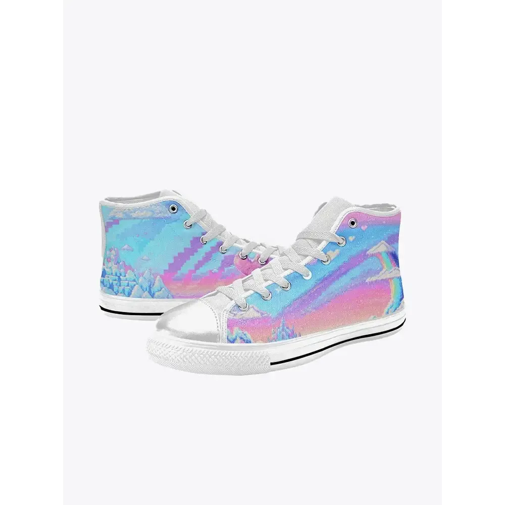 Y2K Style Women's Canvas Lace-Up Sneakers with Durable Rubber Out-Sole