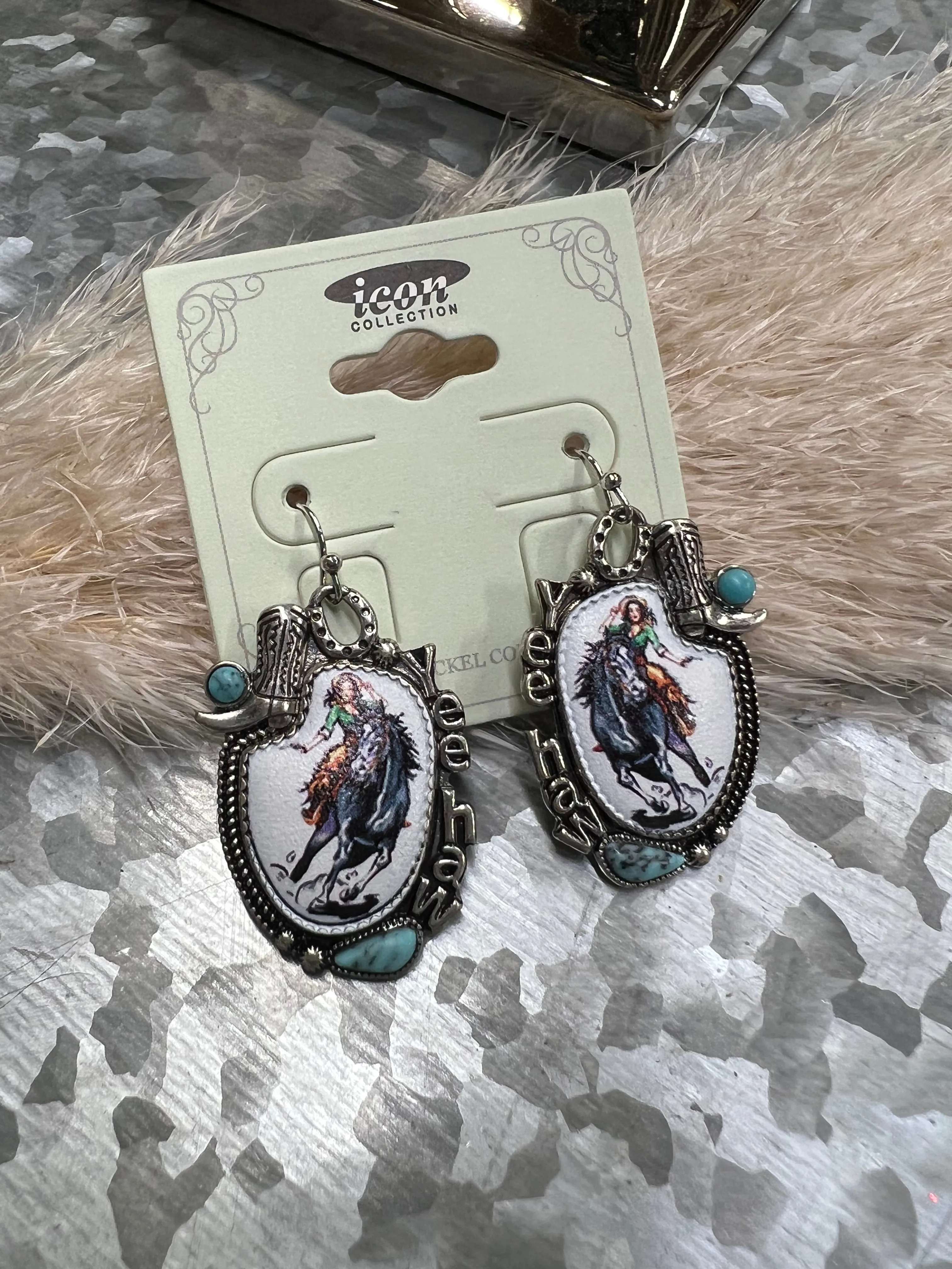 YEE HAW WESTERN COWGIRL EARRINGS