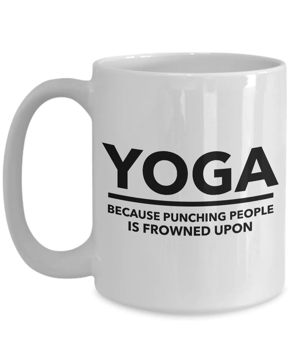 Yoga Gifts for Men & Women - Yoga Because Punching People is Frowned Upon