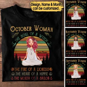 Yoga Girl The Soul Of A Witch - Personalized Birthday Shirt