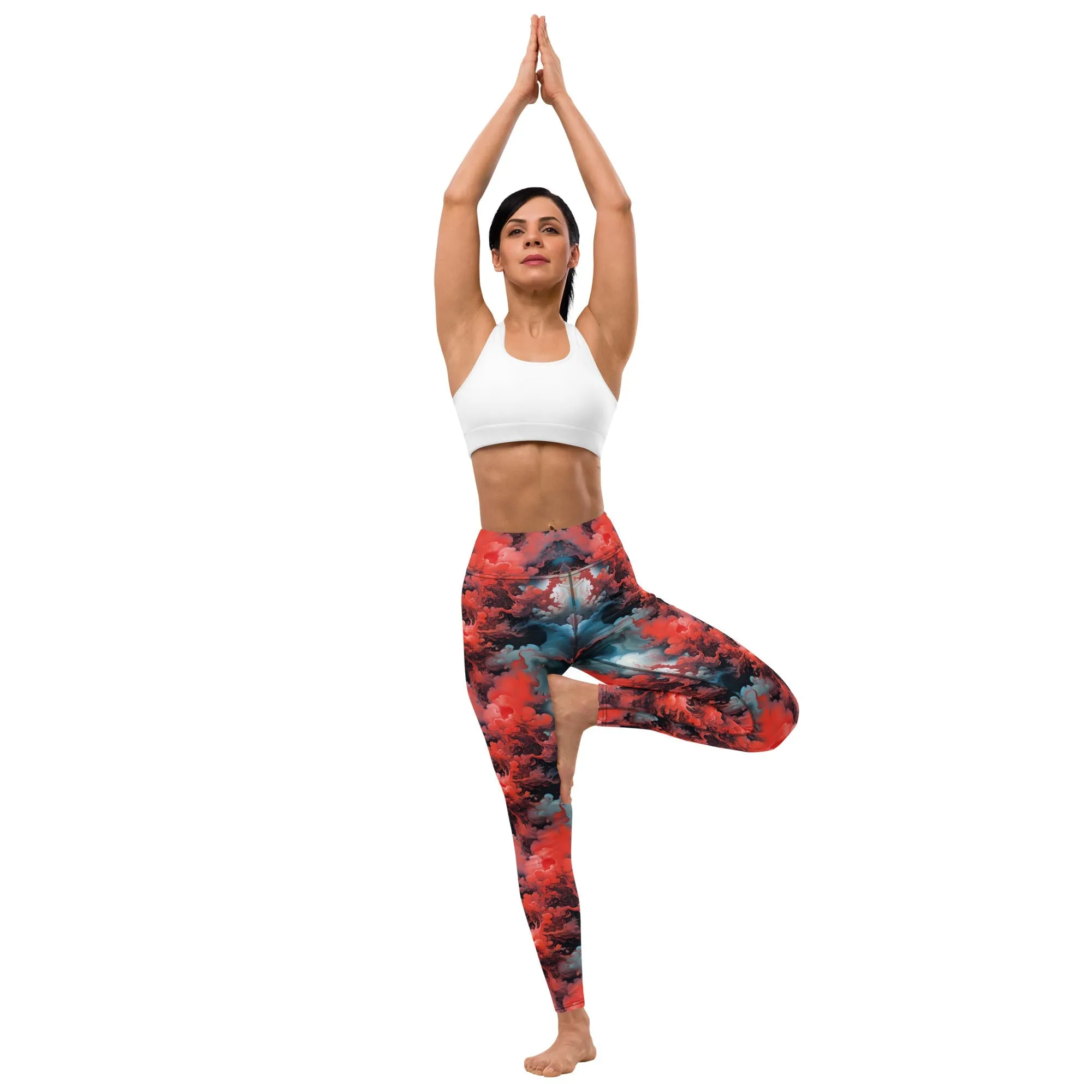 Yoga Leggings Ethereal Crimson Flow - Dark