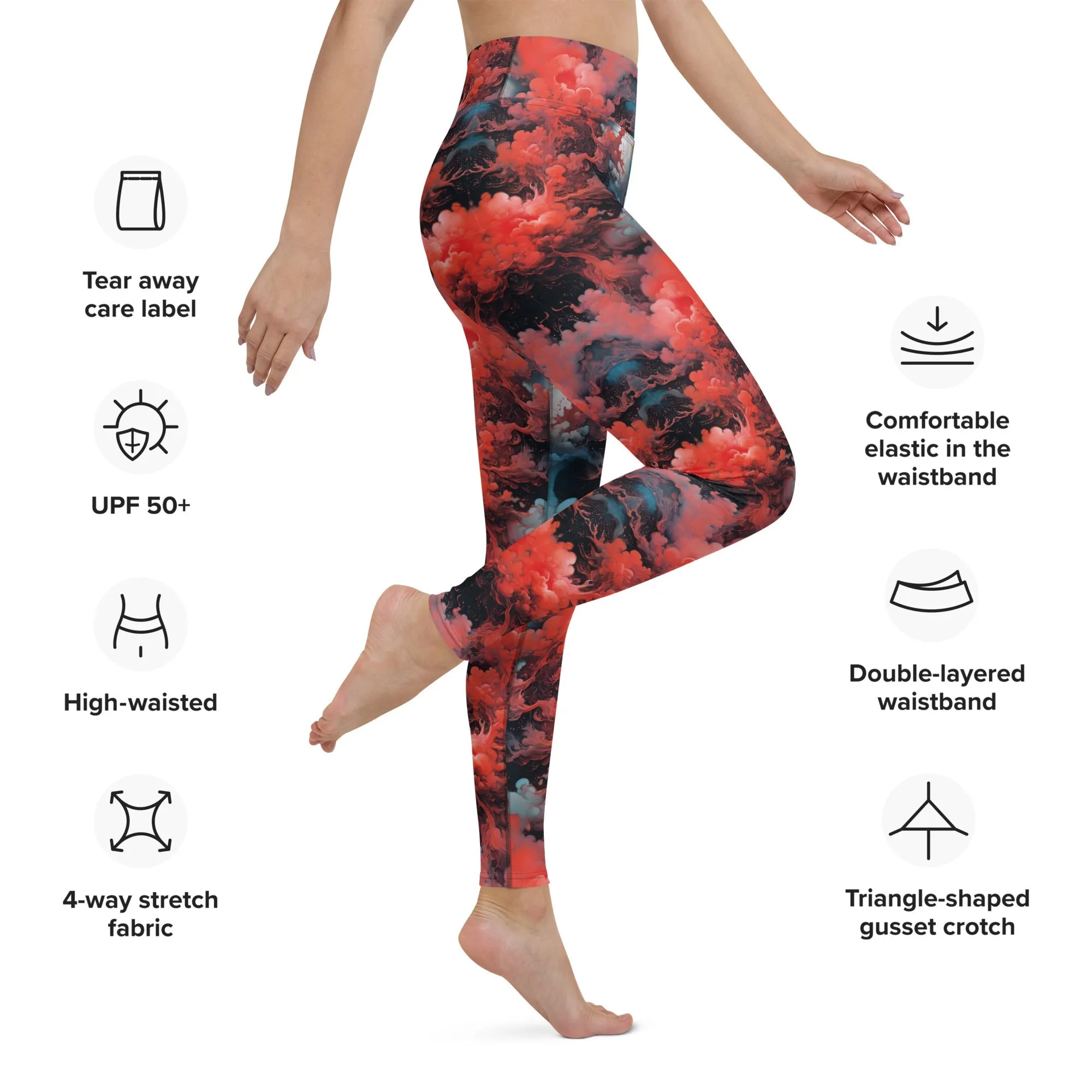 Yoga Leggings Ethereal Crimson Flow - Dark