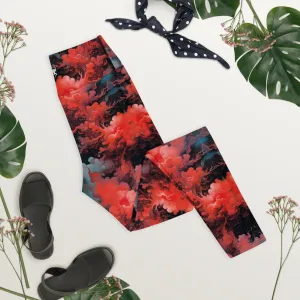 Yoga Leggings Ethereal Crimson Flow - Dark