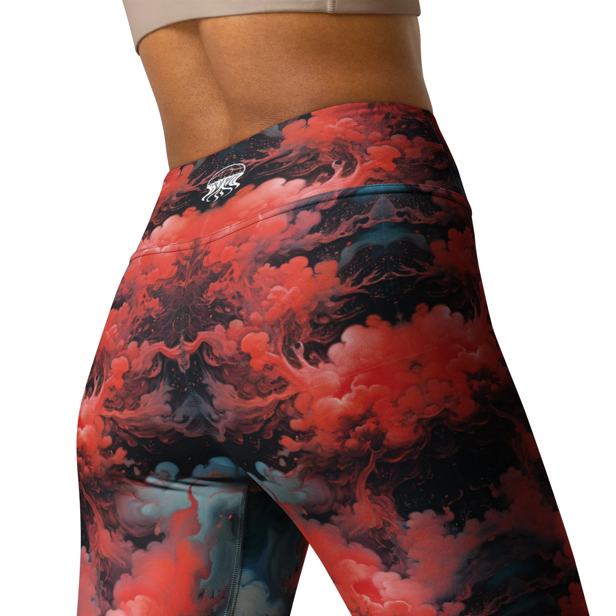Yoga Leggings Ethereal Crimson Flow - Dark