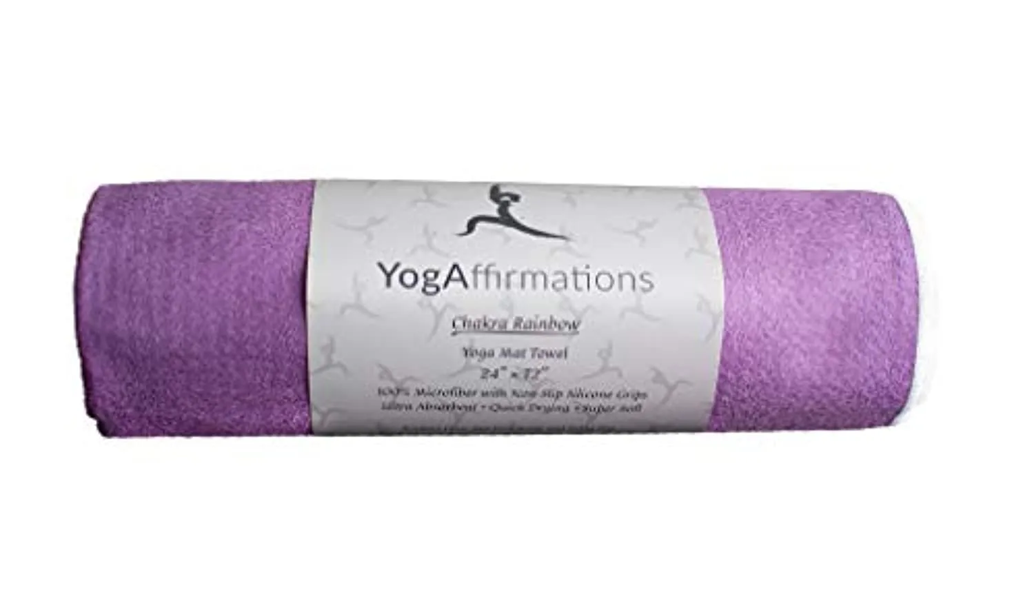 YogAffirmations - Toalla para esterilla de yoga de alta calidad, antideslizante, con puntos de silicona, microfibra ultrasuave, absorbe el sudor, ideal para yoga, pilates, meditación, tamaño perfecto de 24.0 x 72.0 in