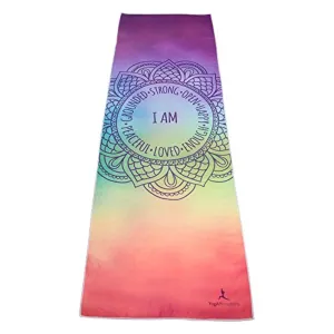 YogAffirmations - Toalla para Tapete de yoga de alta calidad, antideslizante, con puntos de silicona, microfibra ultrasuave, absorbe el sudor, ideal para yoga, pilates, meditación, tamaño perfecto de 24.0 x 72.0 in